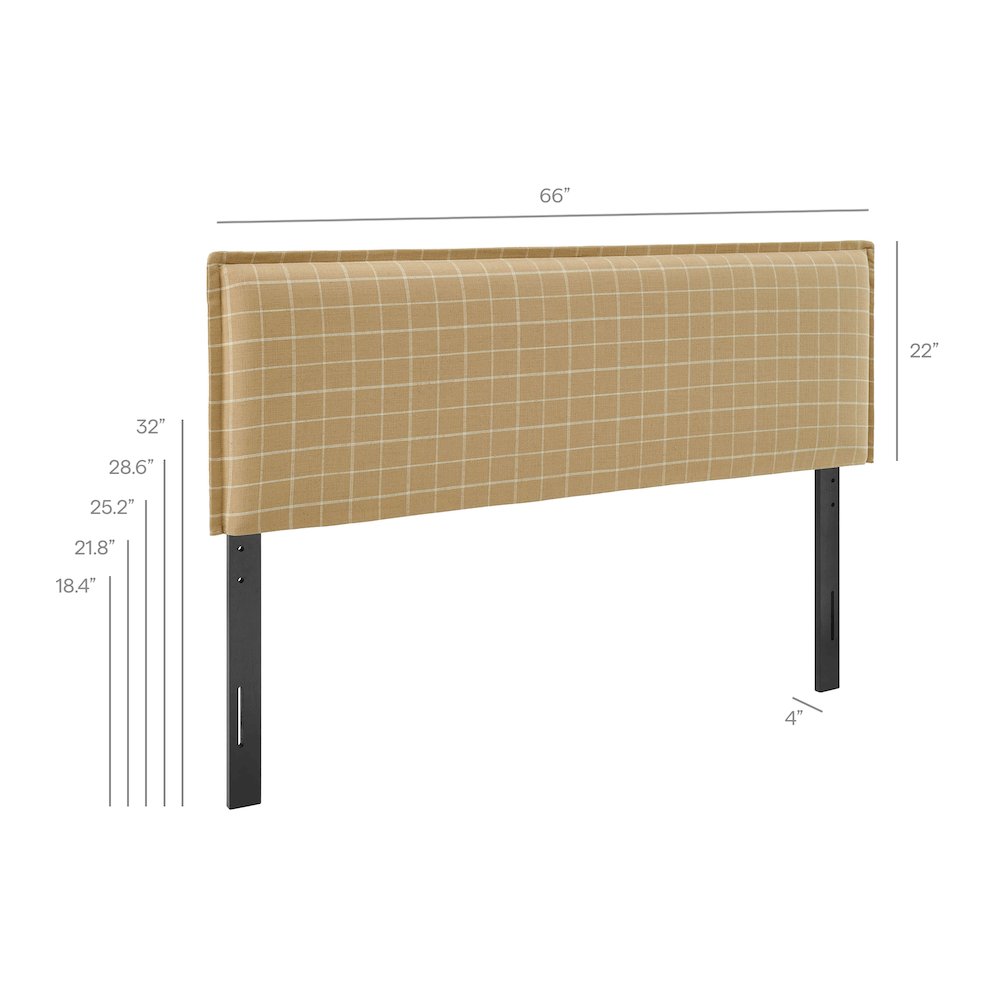 Camille Checkered Linen Blend Queen Size Headboard