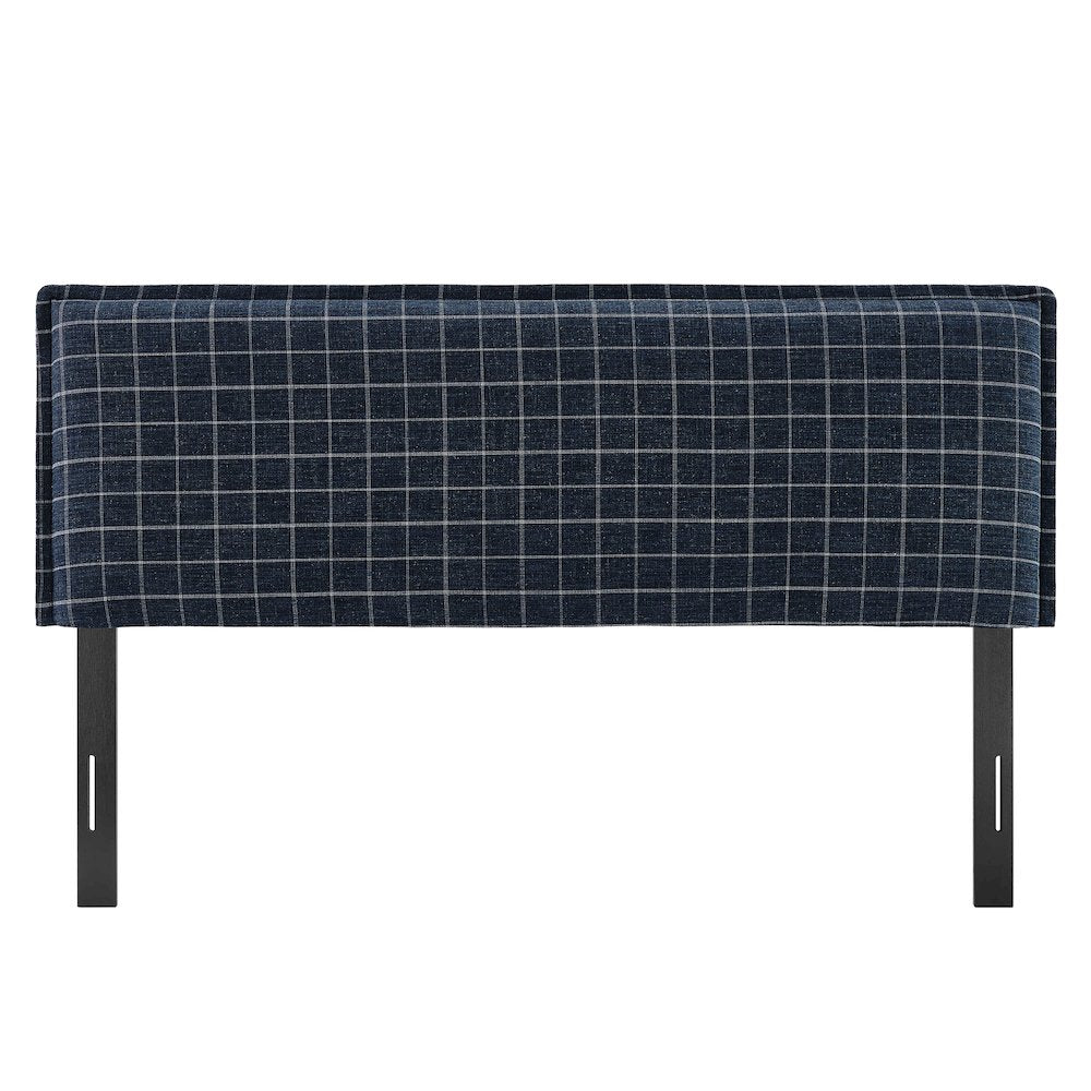 Camille Checkered Linen Blend King Size Headboard