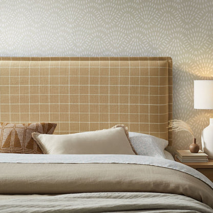 Camille Checkered Linen Blend King Size Headboard