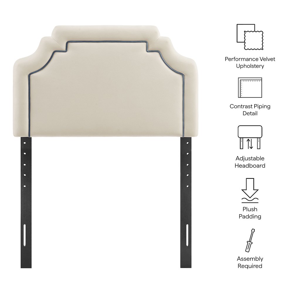 Magnolia Performance Velvet Twin Headboard - Alabaster Cadet Blue