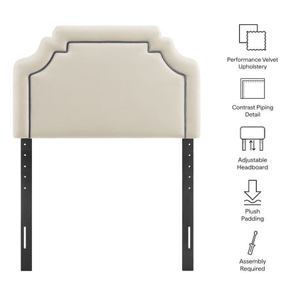 Magnolia Performance Velvet Twin Headboard - Alabaster Cadet Blue