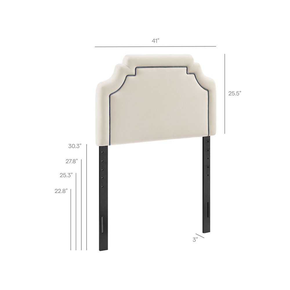 Magnolia Performance Velvet Twin Headboard - Alabaster Cadet Blue