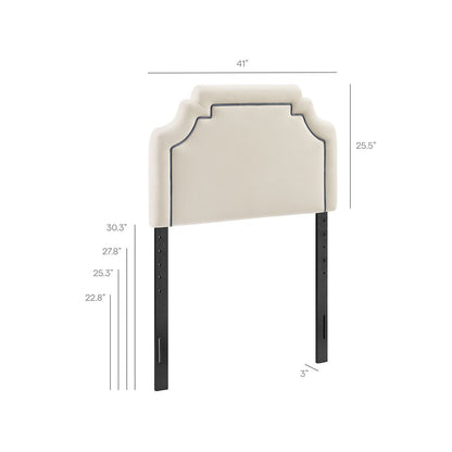 Magnolia Performance Velvet Twin Headboard - Alabaster Cadet Blue