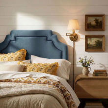 Magnolia Performance Velvet Twin Headboard - Cadet Blue Midnight