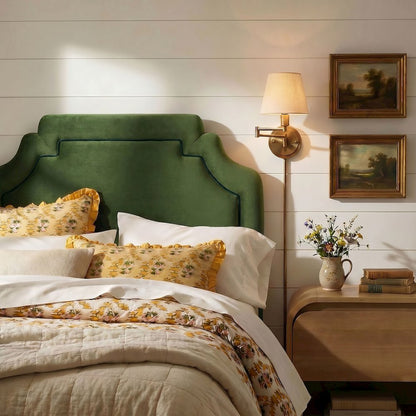 Magnolia Performance Velvet Twin Headboard - Moss Green Dark Green
