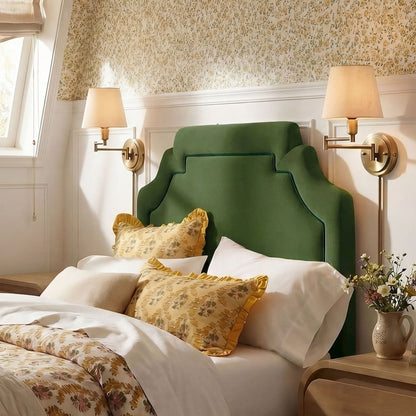 Magnolia Performance Velvet Twin Headboard - Moss Green Dark Green