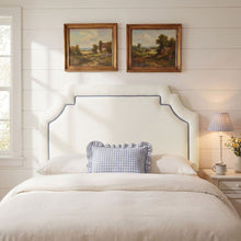 Magnolia Performance Velvet Full Headboard - Alabaster Cadet Blue