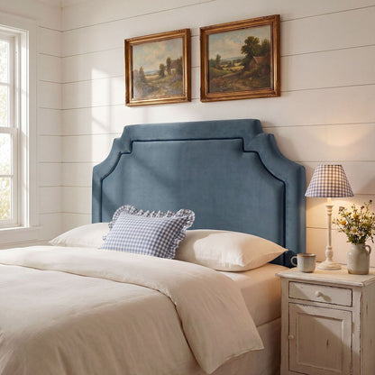 Magnolia Performance Velvet Queen Headboard - Cadet Blue Midnight