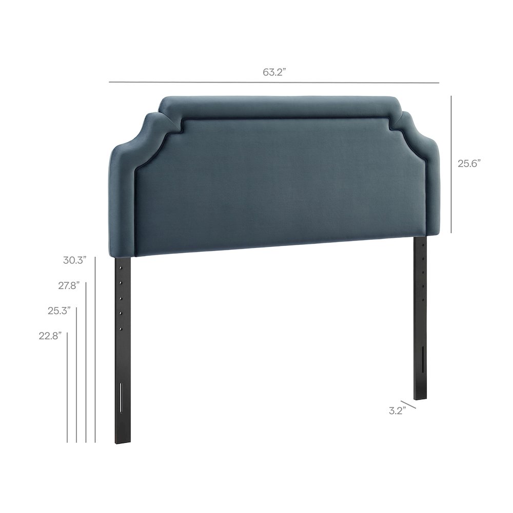 Magnolia Performance Velvet Queen Headboard - Cadet Blue Midnight
