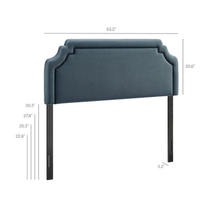 Magnolia Performance Velvet Queen Headboard - Cadet Blue Midnight
