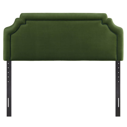Magnolia Performance Velvet Queen Headboard - Moss Green Dark Green