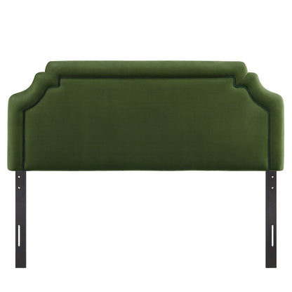 Magnolia Performance Velvet Queen Headboard - Moss Green Dark Green