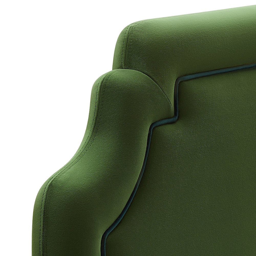 Magnolia Performance Velvet Queen Headboard - Moss Green Dark Green