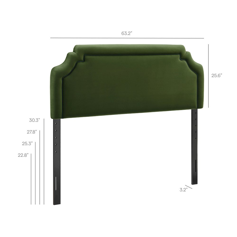 Magnolia Performance Velvet Queen Headboard - Moss Green Dark Green