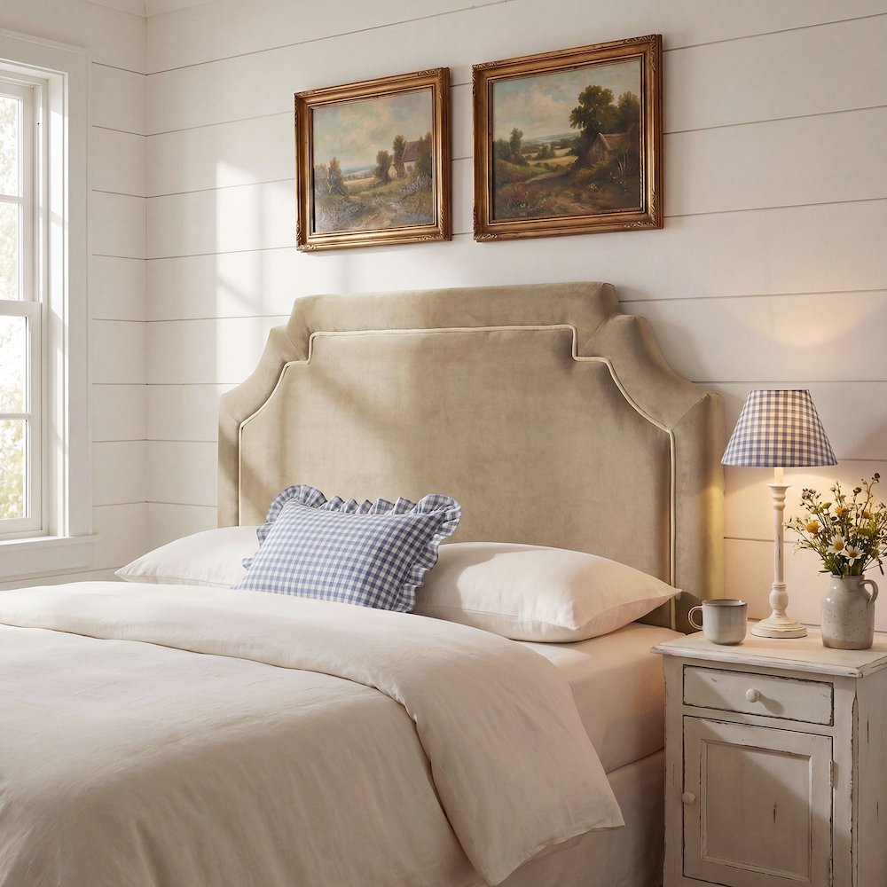 Magnolia Performance Velvet Queen Headboard - Taupe Almond