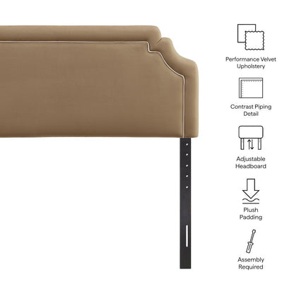 Magnolia Performance Velvet Queen Headboard - Taupe Almond