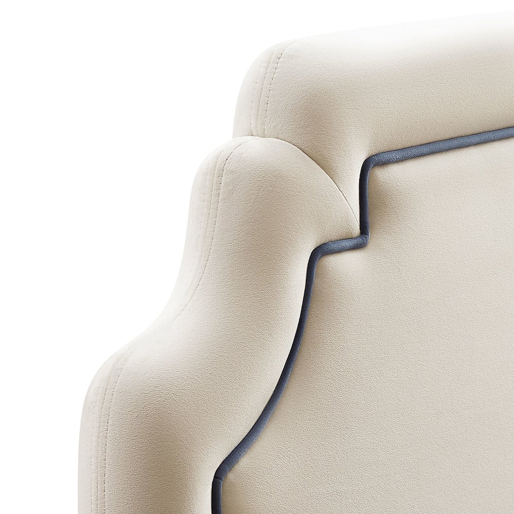 Magnolia Performance Velvet King Headboard - Alabaster Cadet Blue
