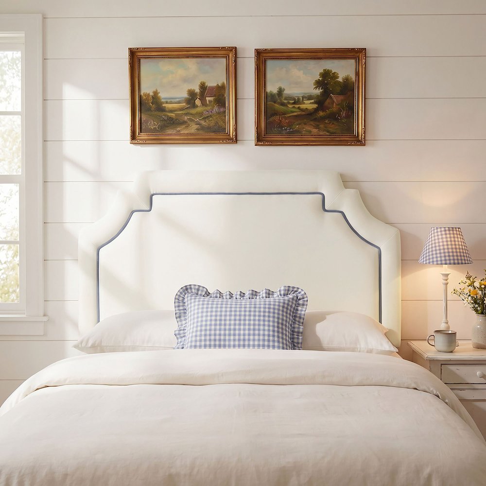 Magnolia Performance Velvet King Headboard - Alabaster Cadet Blue