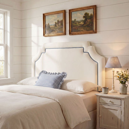 Magnolia Performance Velvet King Headboard - Alabaster Cadet Blue