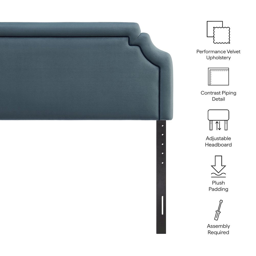 Magnolia Performance Velvet King Headboard - Cadet Blue Midnight
