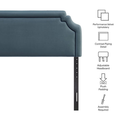Magnolia Performance Velvet King Headboard - Cadet Blue Midnight