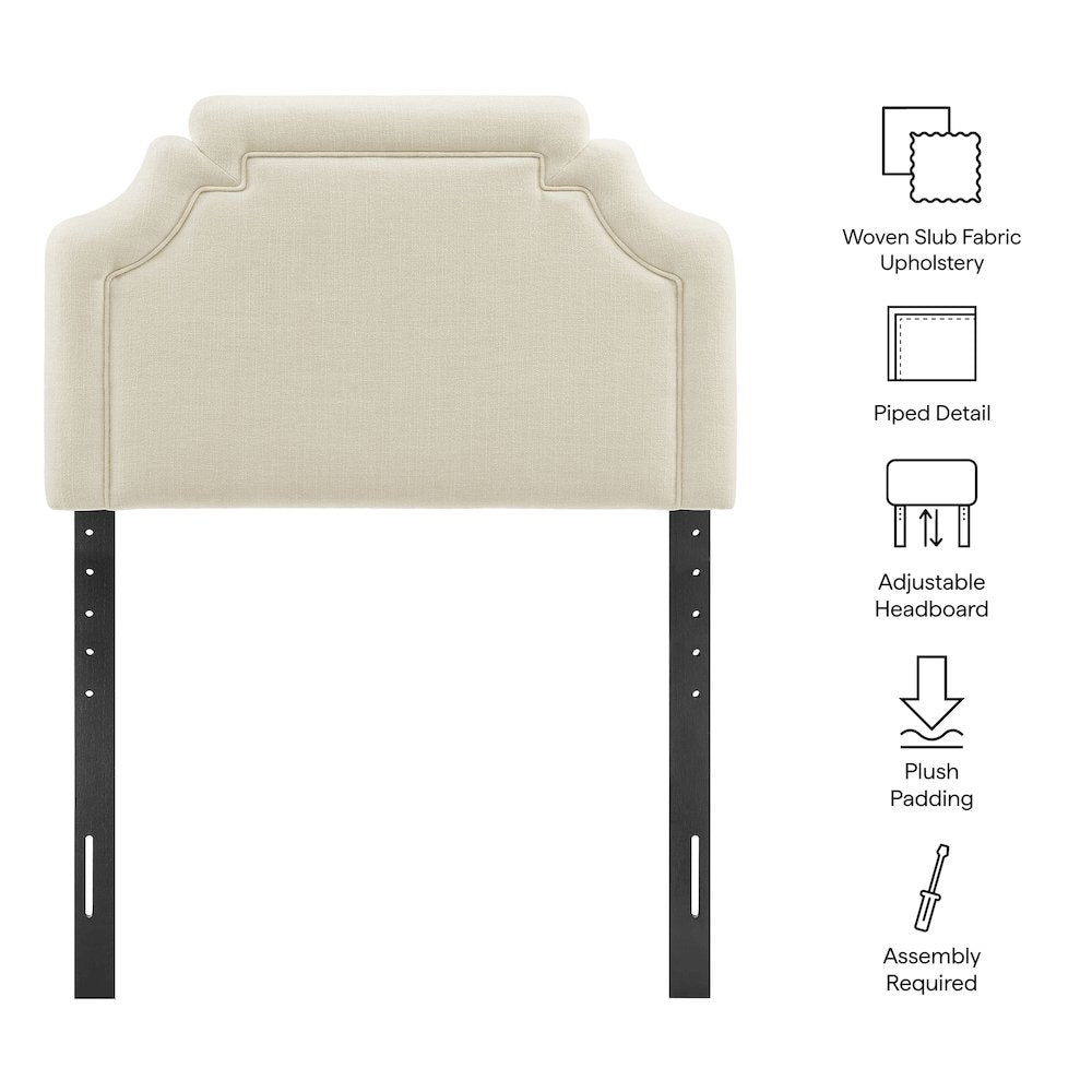 Magnolia Upholstered Fabric Twin Size Headboard - Ecru