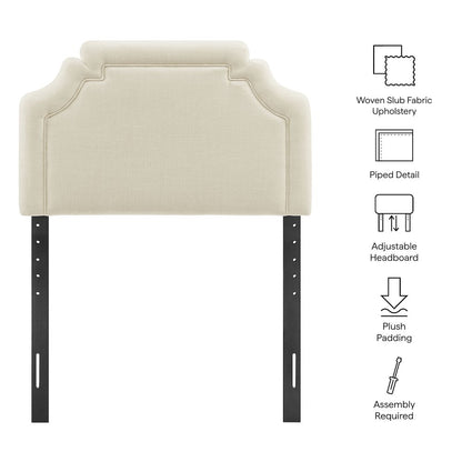 Magnolia Upholstered Fabric Twin Size Headboard - Ecru