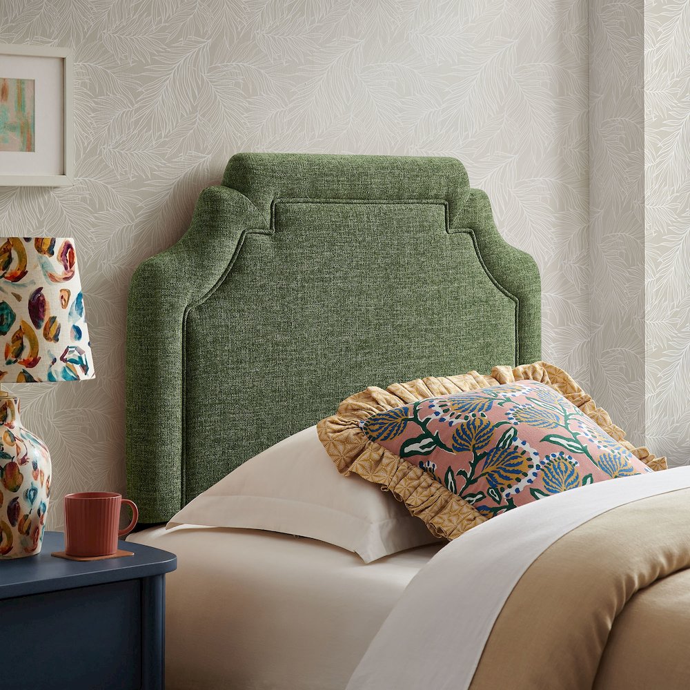 Magnolia Upholstered Fabric Twin Size Headboard - Foliage
