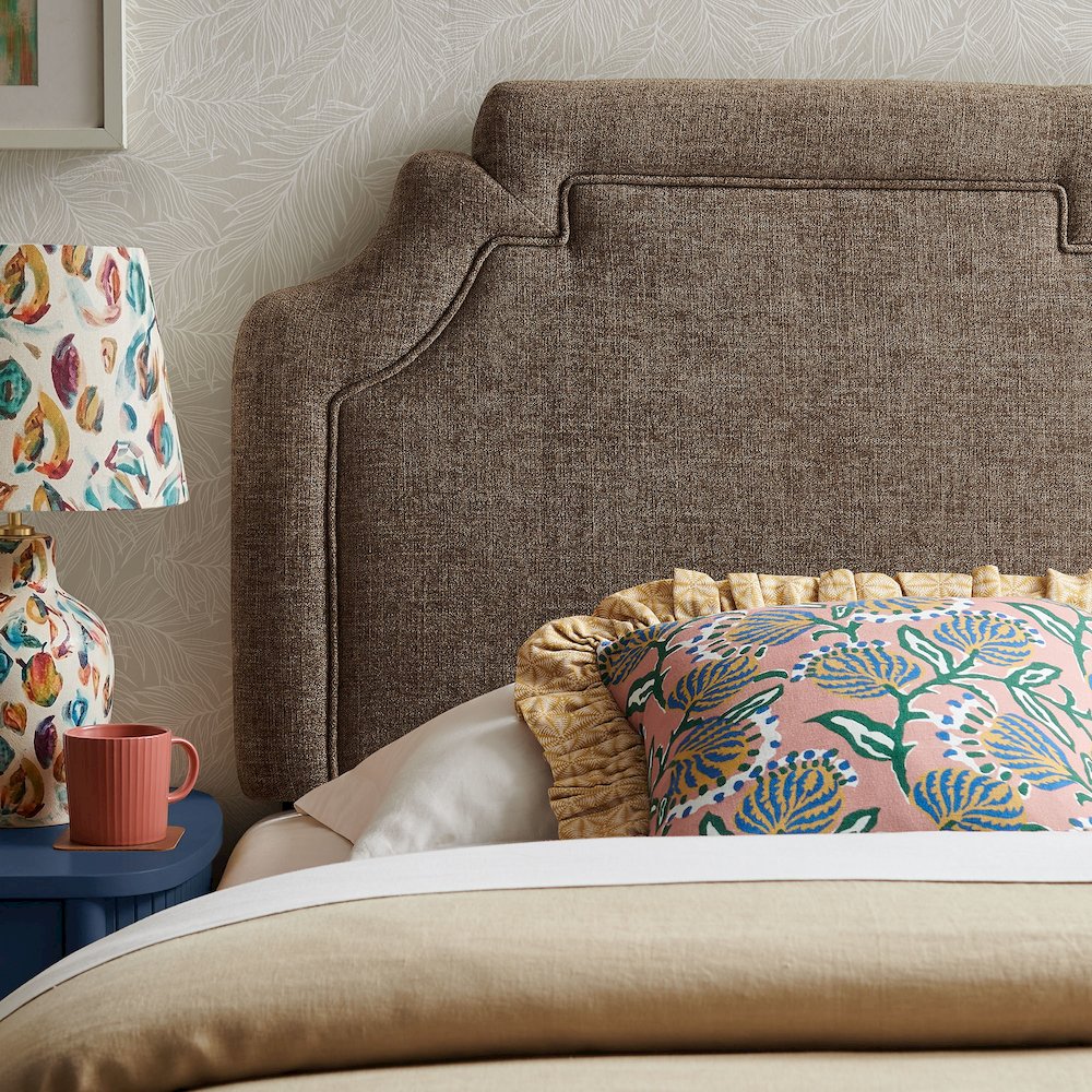 Magnolia Upholstered Fabric Twin Size Headboard - Mocha