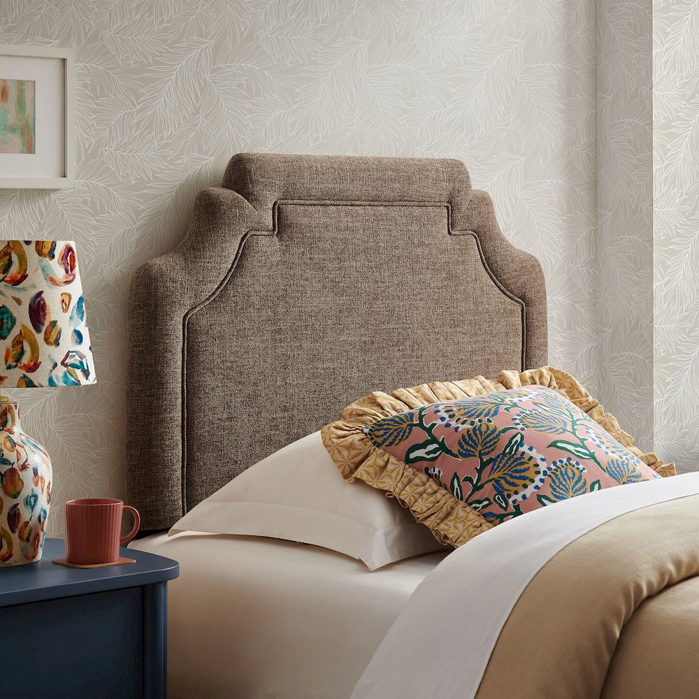Magnolia Upholstered Fabric Twin Size Headboard - Mocha