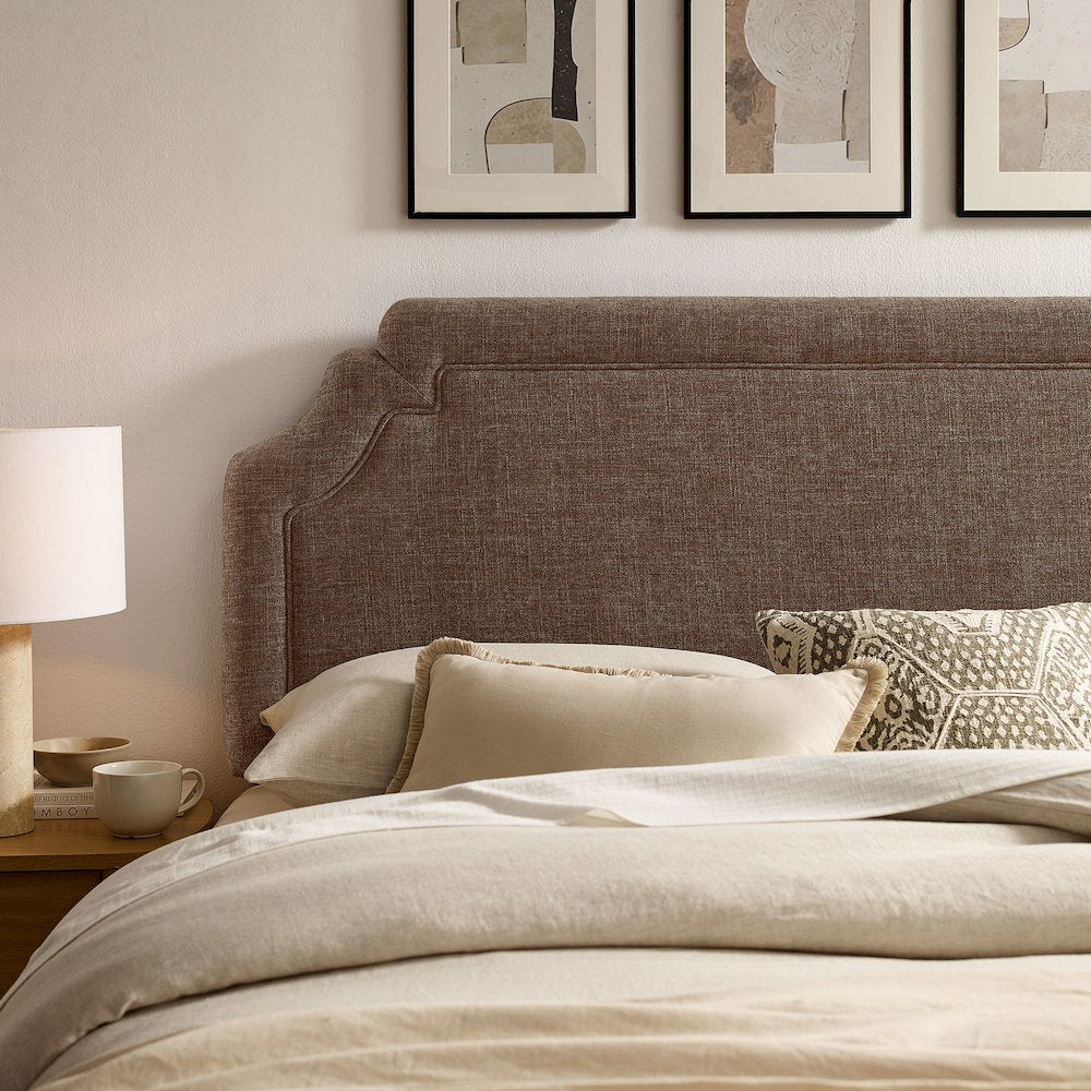 Magnolia Upholstered Fabric Queen Size Headboard - Mocha