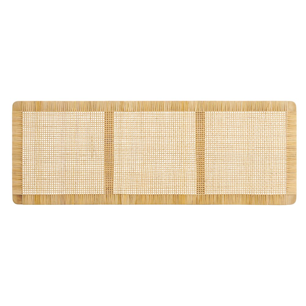 Sandy Wall Mounted Wood and Rattan Queen Size Headboard