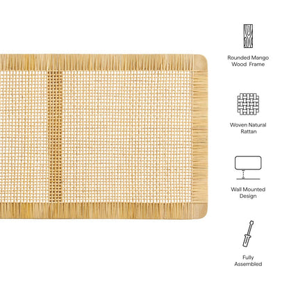 Sandy Wall Mounted Wood and Rattan Queen Size Headboard