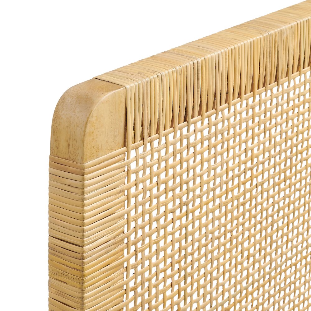 Sandy Wall Mounted Wood and Rattan King Size Headboard