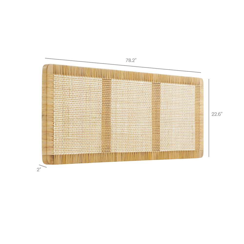 Sandy Wall Mounted Wood and Rattan King Size Headboard