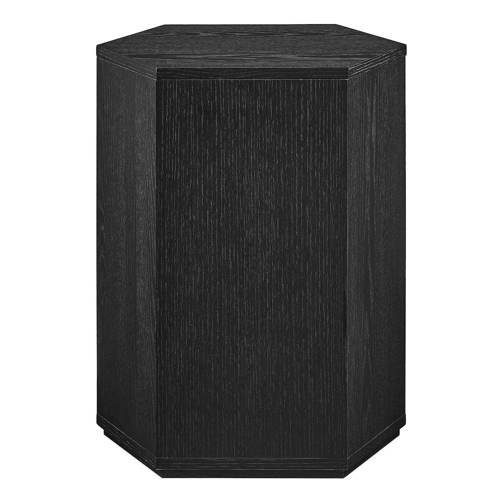 Kade Faceted Wood Side Table - Black