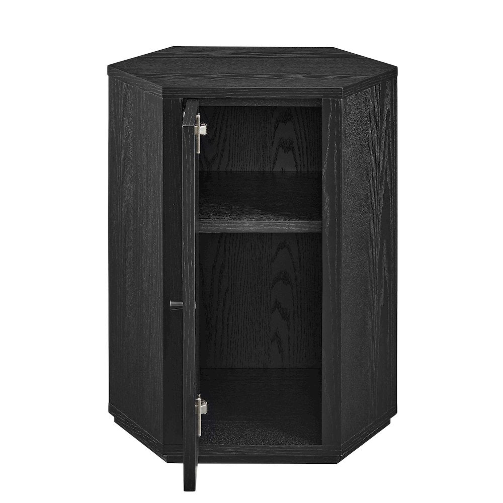 Kade Faceted Wood Side Table - Black