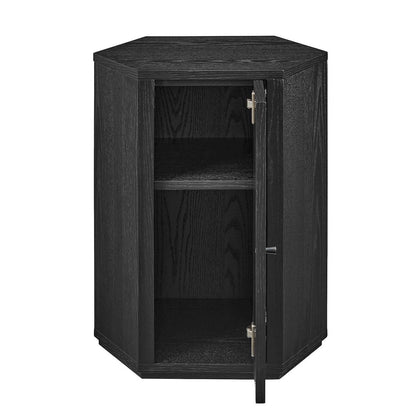 Kade Faceted Wood Side Table - Black