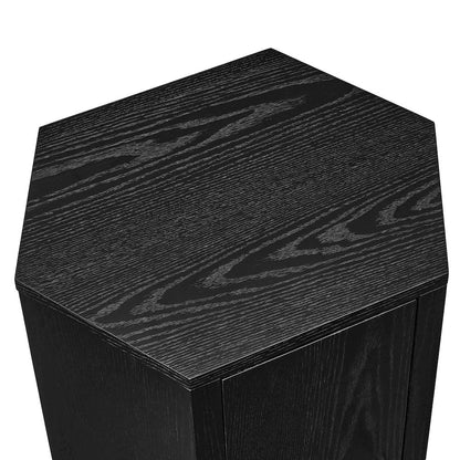 Kade Faceted Wood Side Table - Black