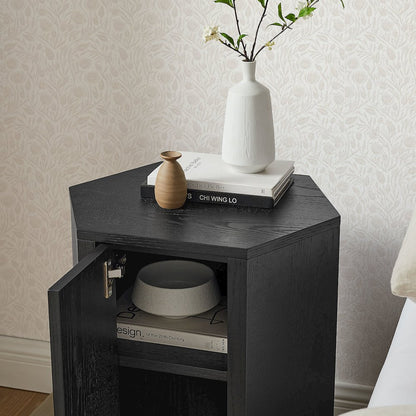 Kade Faceted Wood Side Table - Black