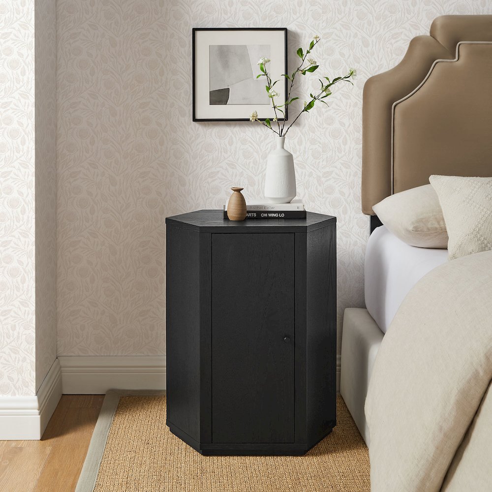 Kade Faceted Wood Side Table - Black