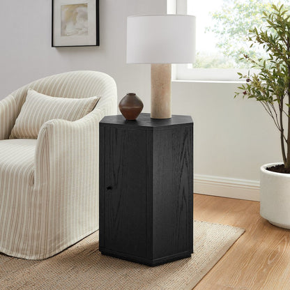 Kade Faceted Wood Side Table - Black