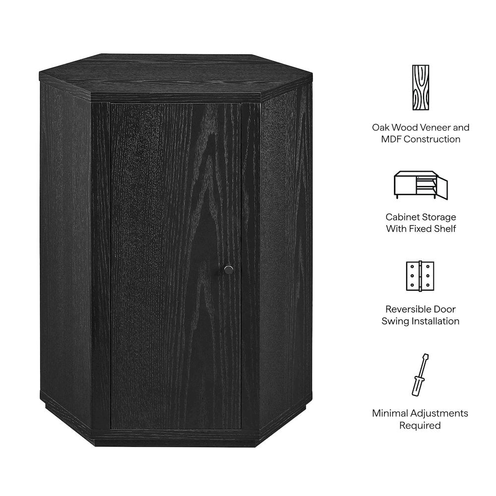 Kade Faceted Wood Side Table - Black