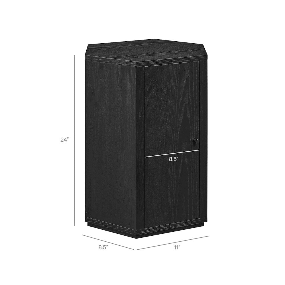Kade Faceted Wood Side Table - Black