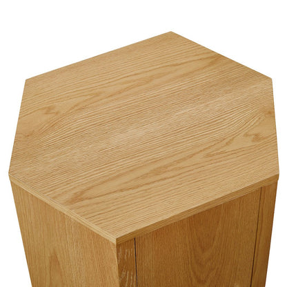 Kade Faceted Wood Side Table - Natural