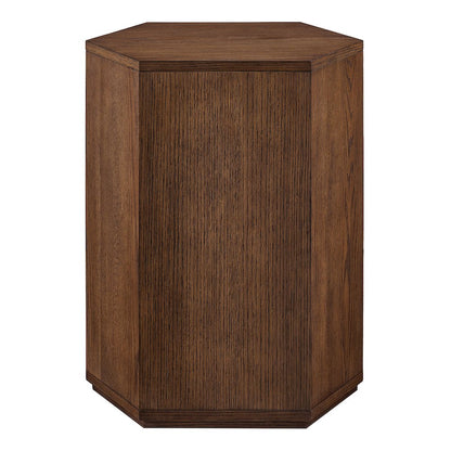 Kade Faceted Wood Side Table - Walnut
