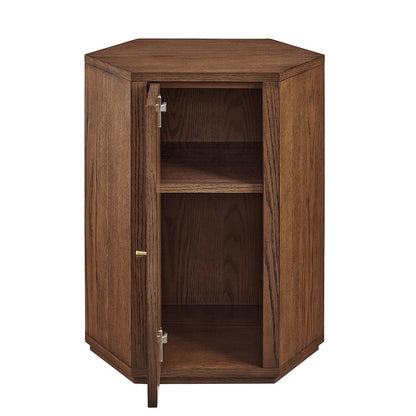Kade Faceted Wood Side Table - Walnut