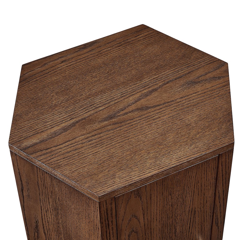 Kade Faceted Wood Side Table - Walnut