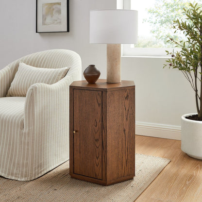 Kade Faceted Wood Side Table - Walnut