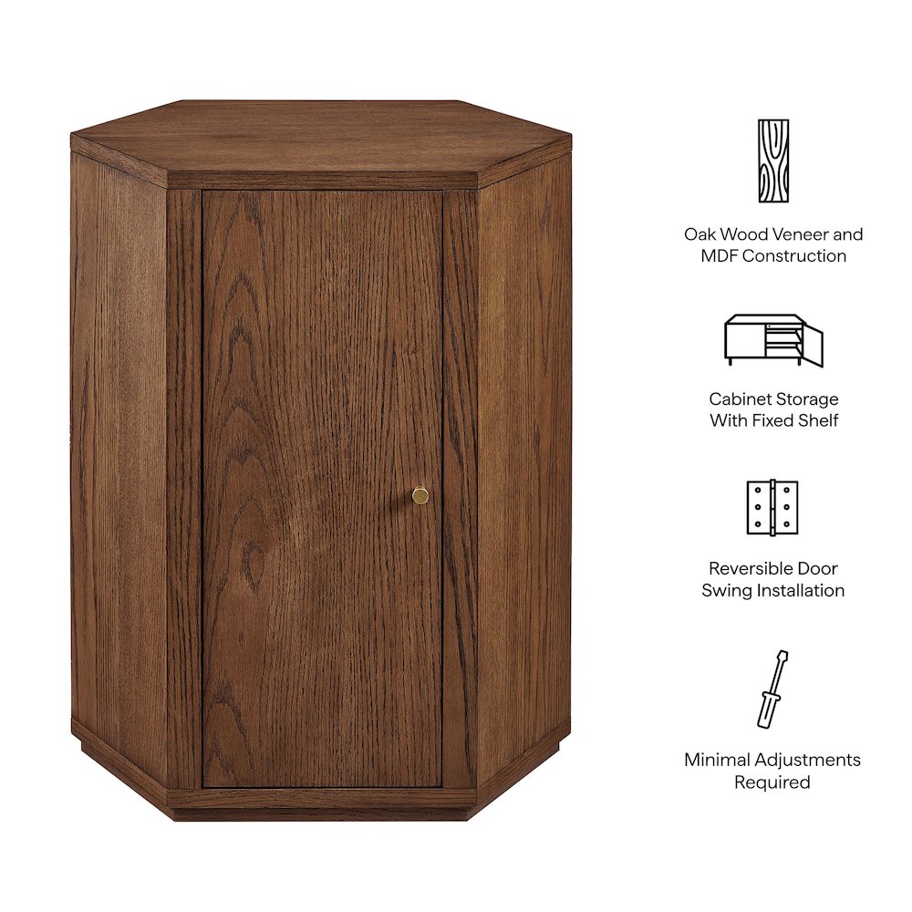 Kade Faceted Wood Side Table - Walnut